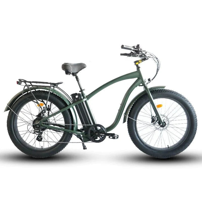 Coastal Cruiser Fat Tire Step Over Beach Cruiser Electric Bike - 750W, 52V, 21Ah, 26x4", Rack and Fenders included