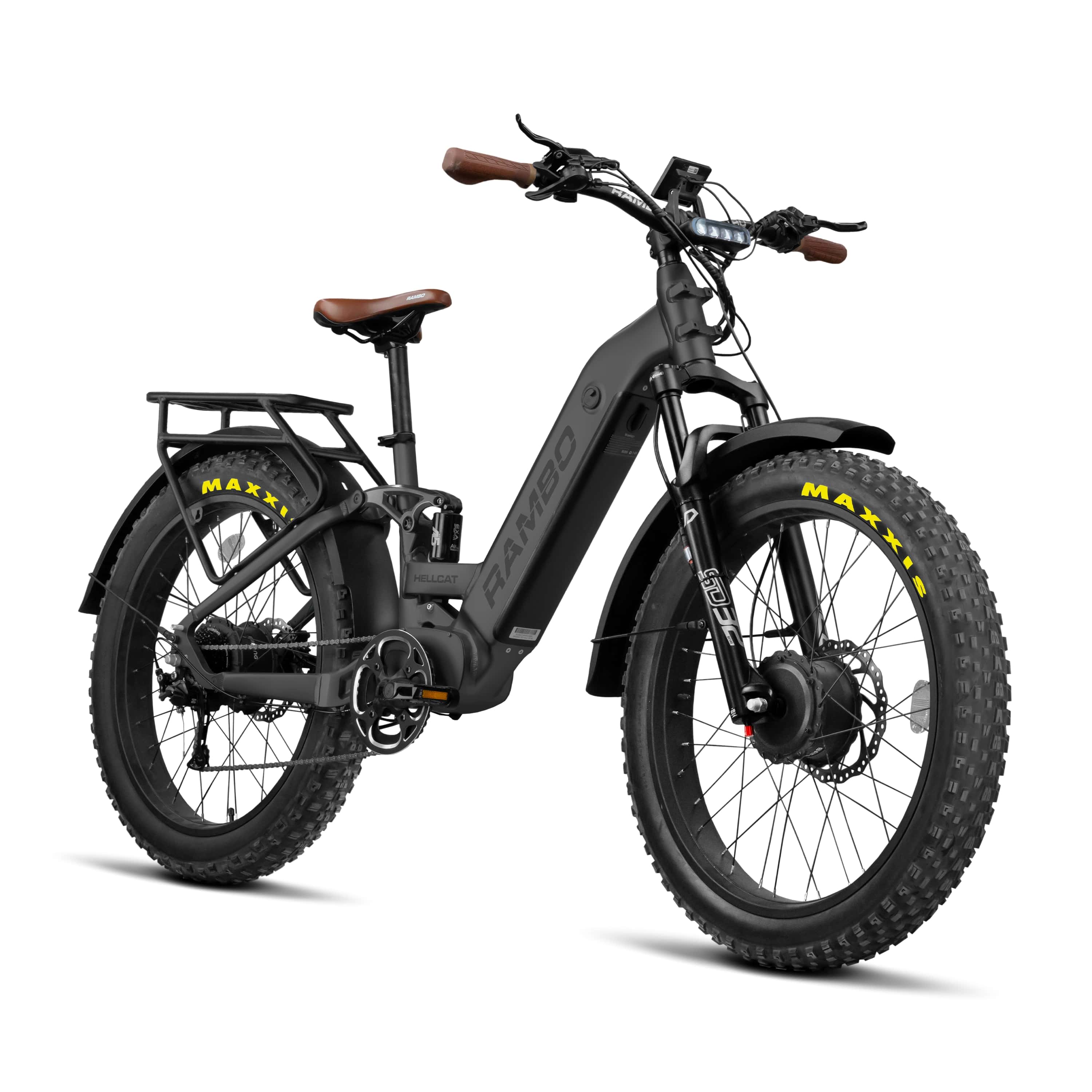 Rambo Hellcat FS All-Wheel Drive Fat Tire Electric Bike - 48V 20Ah Dual 1000W Hub Motors Built-In Cargo Rack