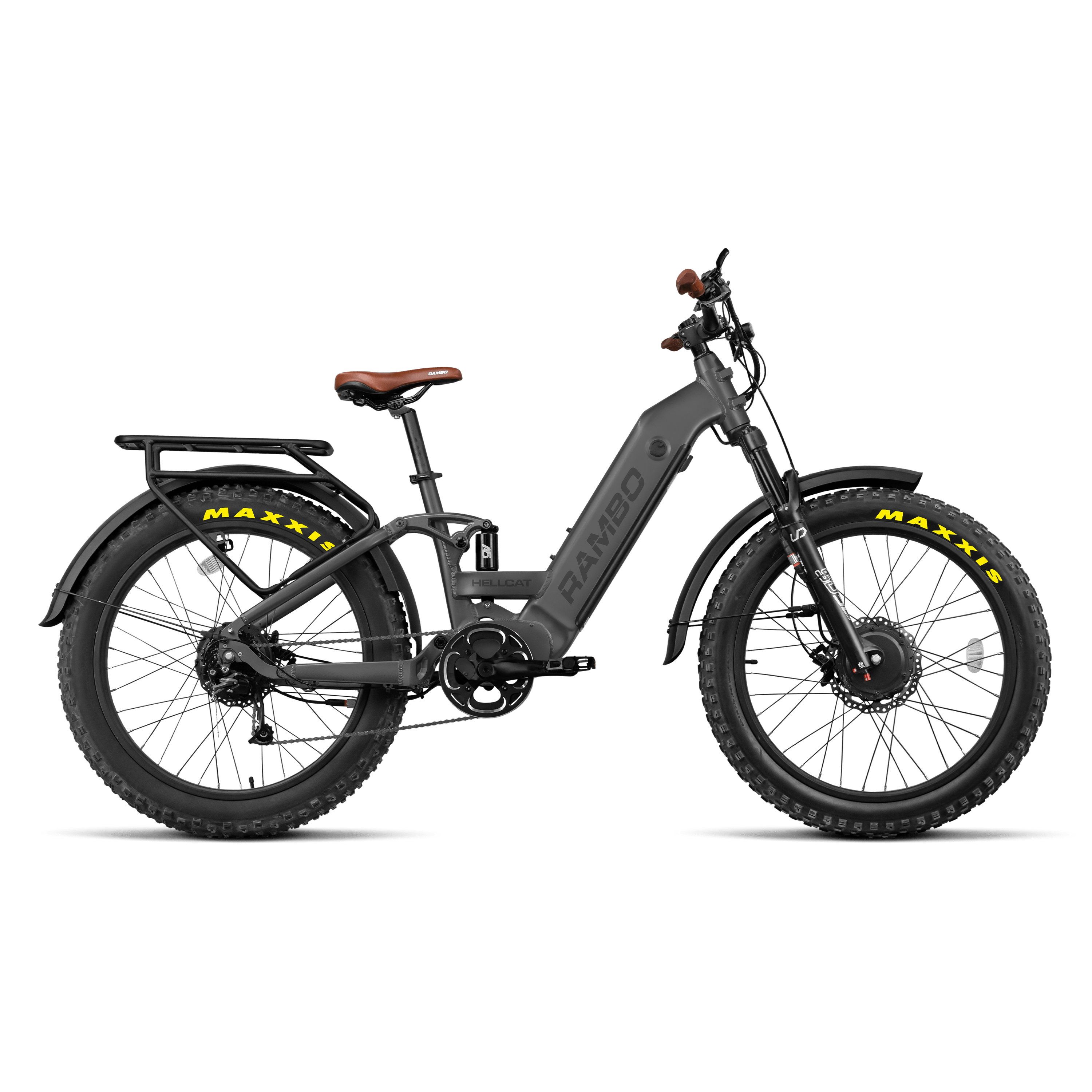 Rambo Hellcat FS All-Wheel Drive Fat Tire Electric Bike - 48V 20Ah Dual 1000W Hub Motors Built-In Cargo Rack