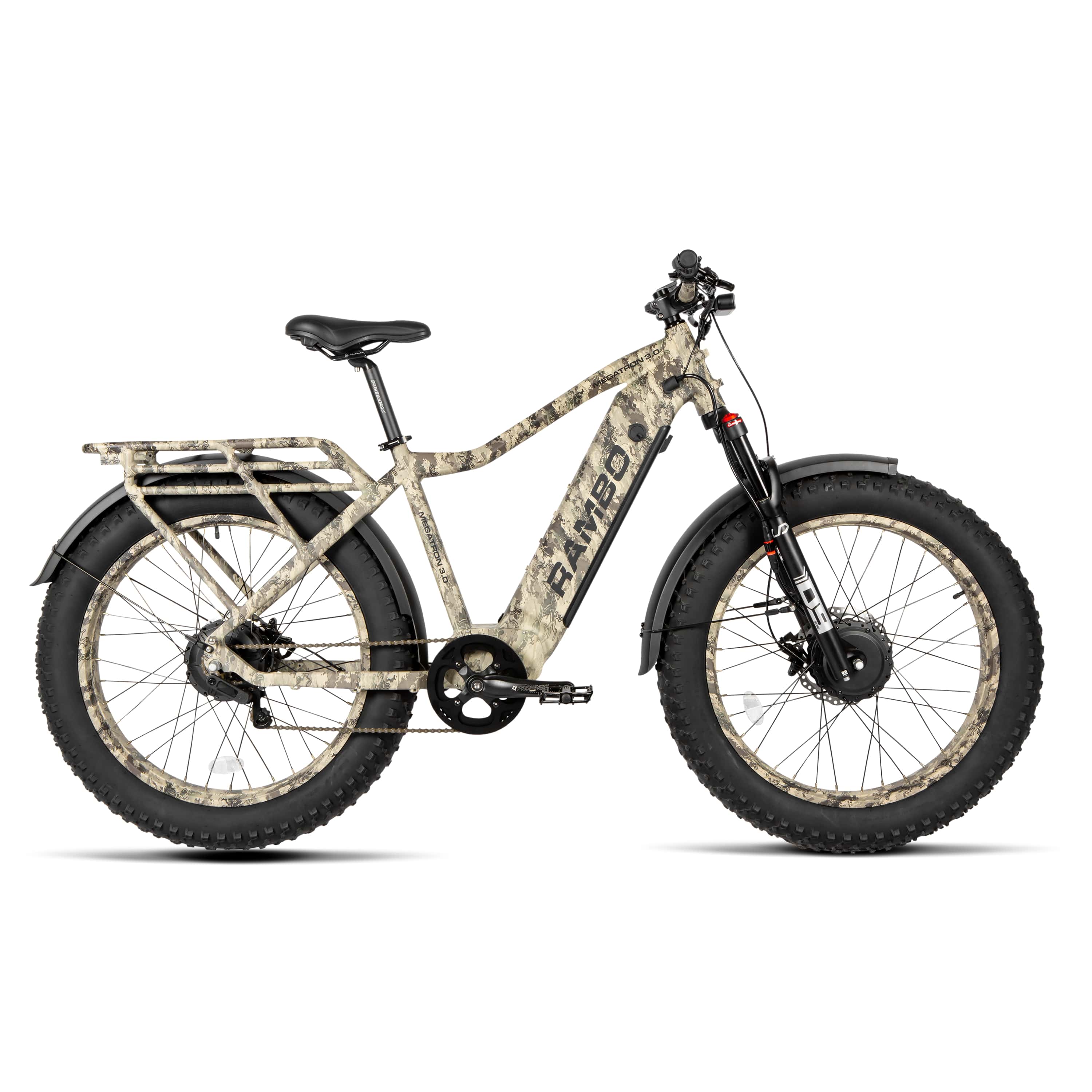 Rambo Megatron 3.0 All-Wheel Drive All-Terrain Fat Tire Electric Bike - 48V 1000W 20Ah hub motor