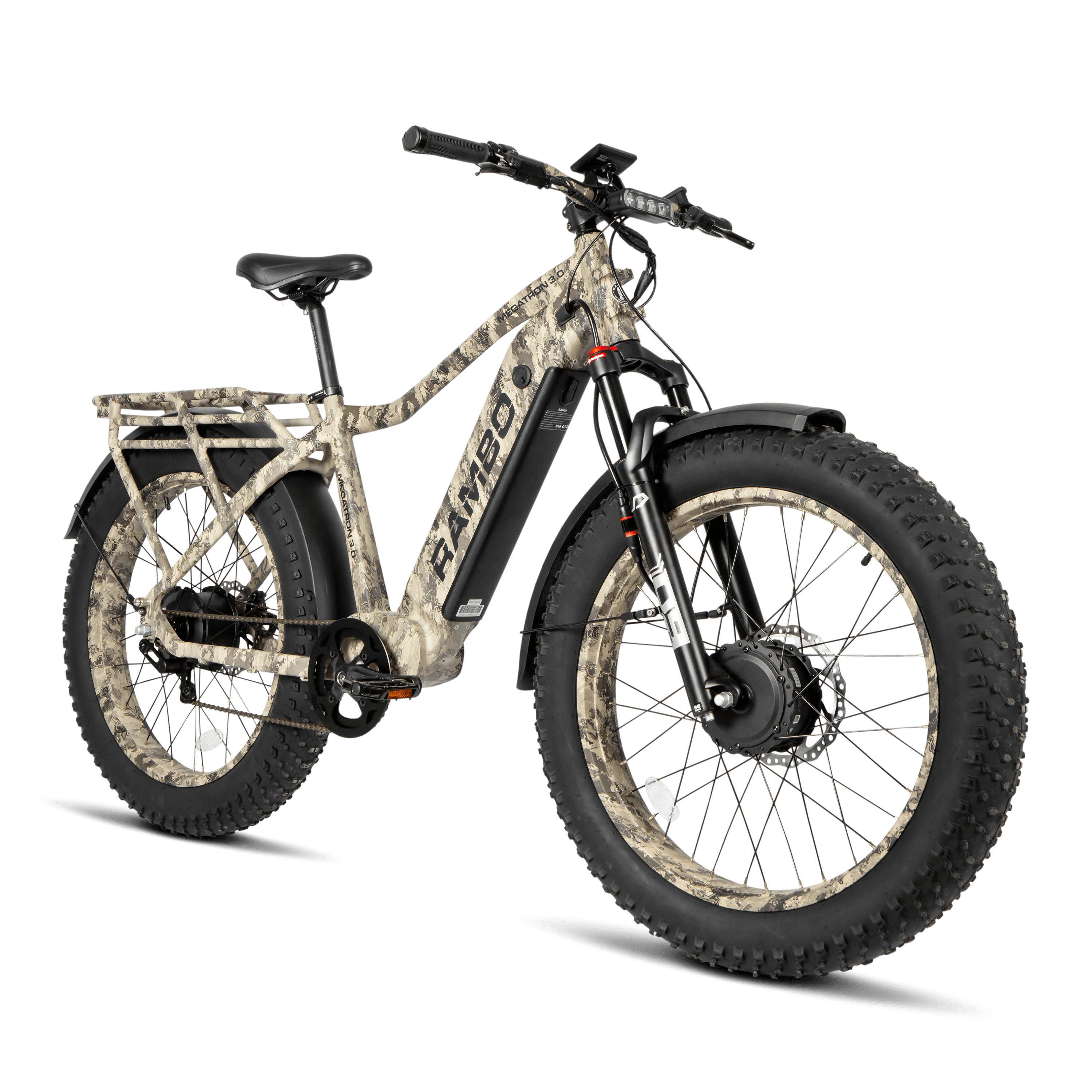 Rambo Megatron 3.0 All-Wheel Drive All-Terrain Fat Tire Electric Bike - 48V 1000W 20Ah hub motor