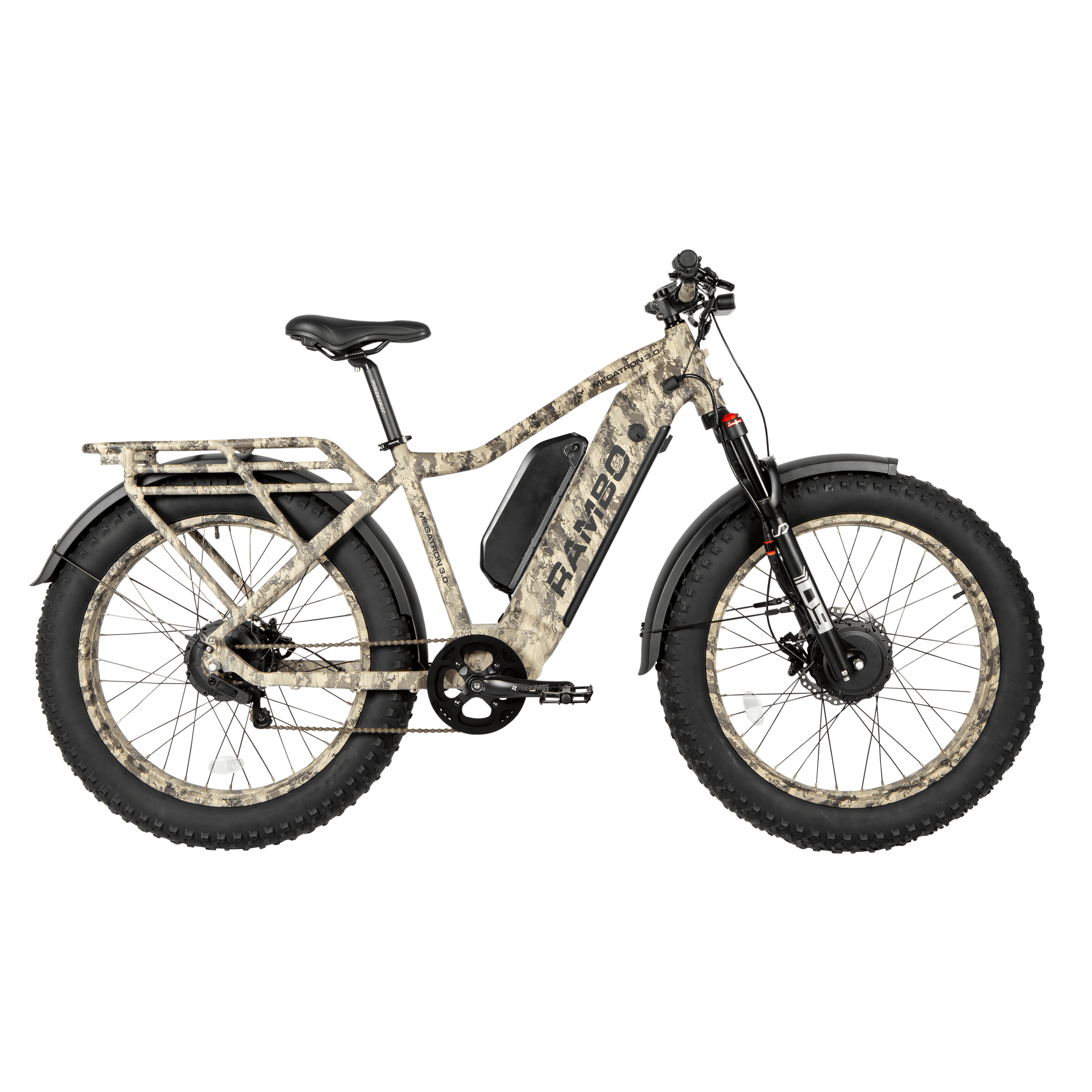 Rambo Megatron 3.0 All-Wheel Drive All-Terrain Fat Tire Electric Bike - 48V 1000W 20Ah hub motor